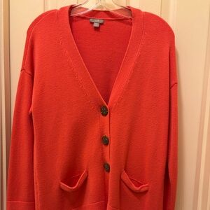 J. Jill Vibrant Coral Cardigan Sweater